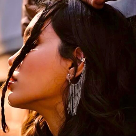 Free People Breakfast Club Ear Cuff Silver Fringe Western Bohemian Grunge Punk - Picture 3 of 13